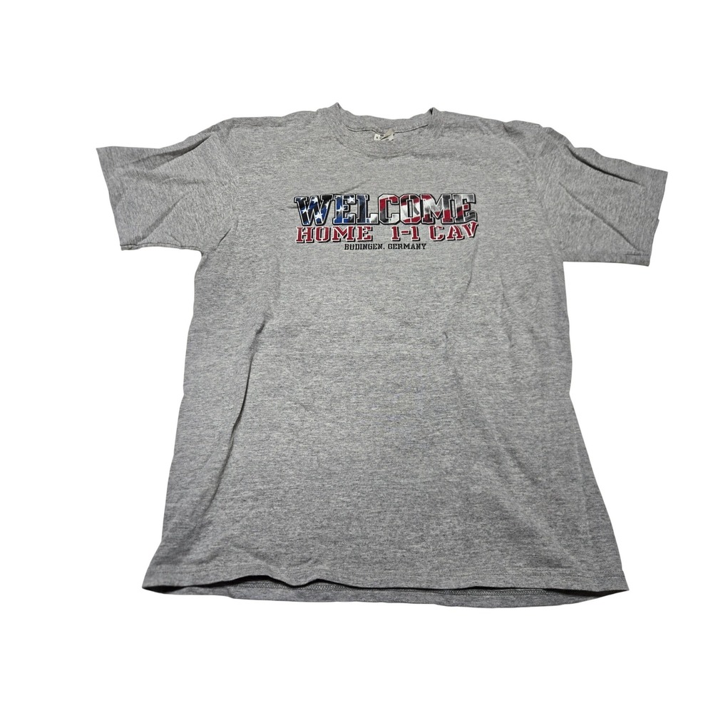 Welcome‎ Home 1-1 CAV Germany Military Graphic T-Shirt Gray Men's L Bundingen
